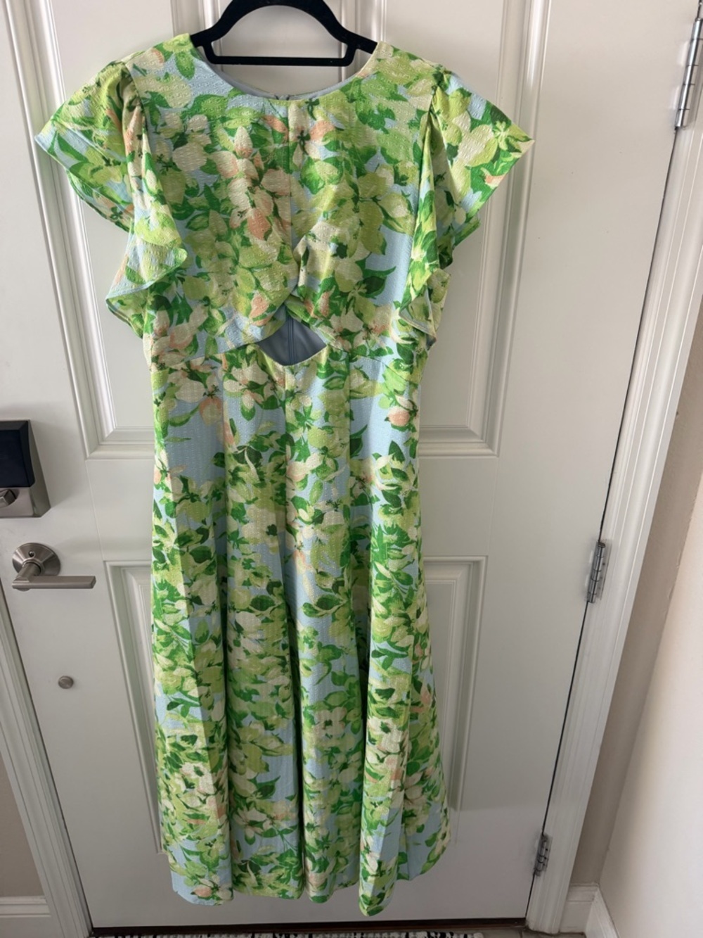Maison Tara Green Floral Textured Dress